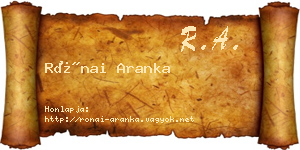 Rónai Aranka névjegykártya