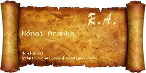 Rónai Aranka névjegykártya