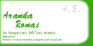 aranka ronai business card